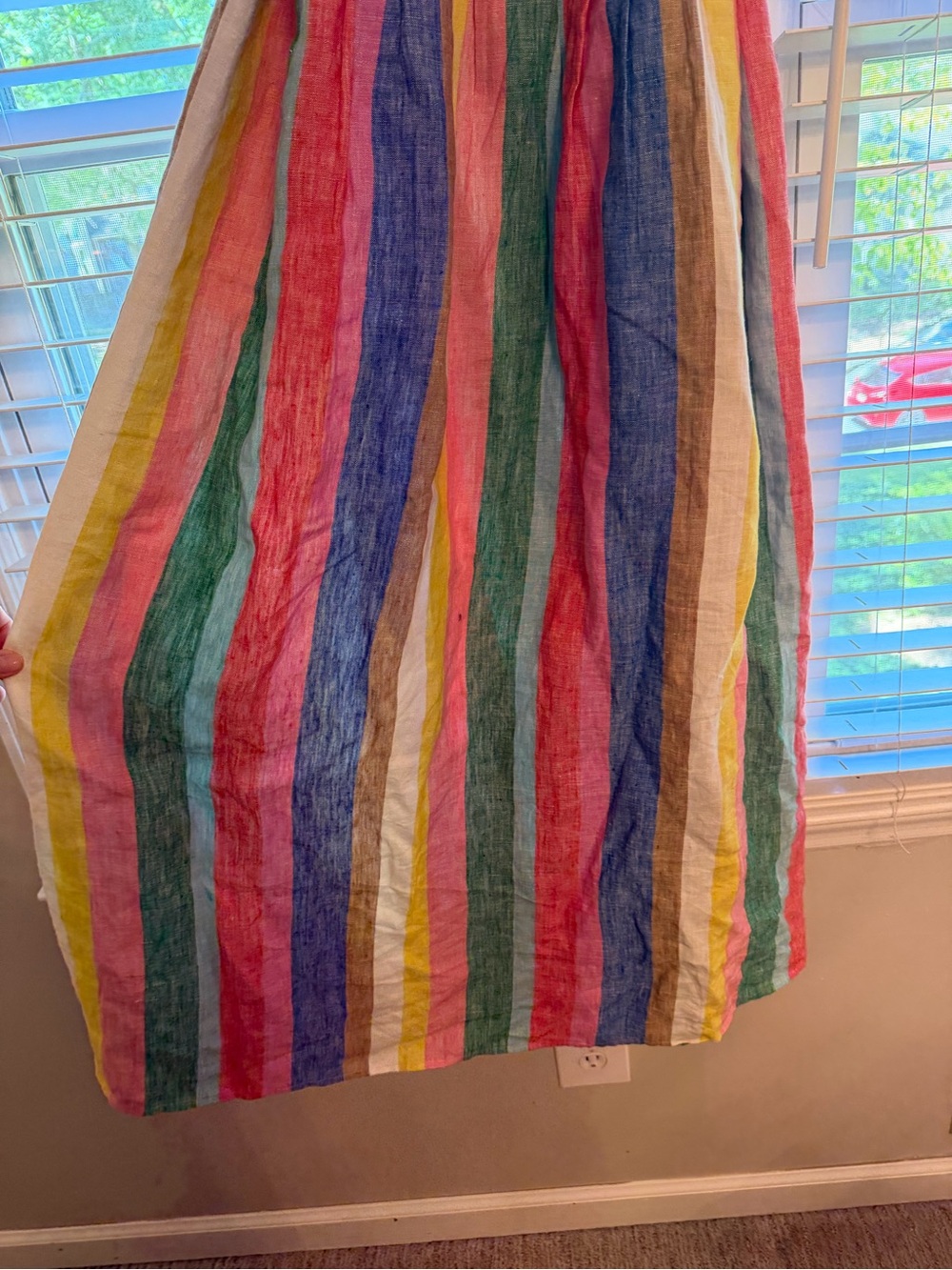 Boden Rainbow Striped Button-Front Dress with Tie Belt - Picture 10 of 12